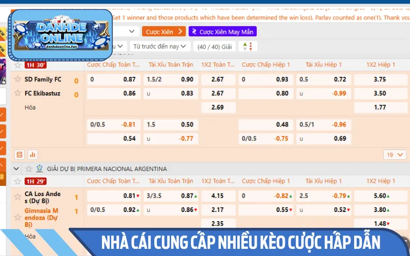 Danh sách kèo cược khiến anh em phấn khích vô cùng