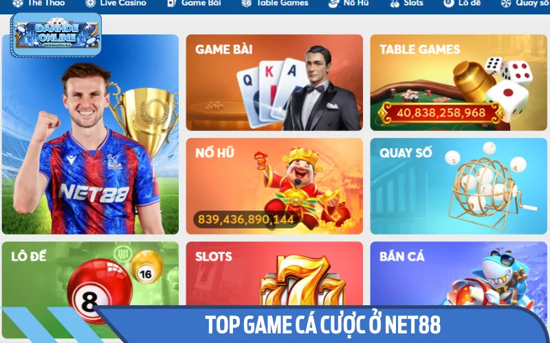 Danh mục game cá cược trên nhà cái Net88